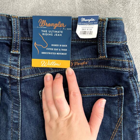 Wrangler Willow Riding Jeans Women's 26/1 x 32 Bootcut Dark Wash Stretch Waist - Picture 6 of 11